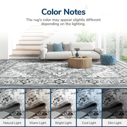 Lessymo Area Rugs 9x12 Living Room, Machine Washable Large Rug for Bedroom - color: Grey Beige, size: 9' x 12' (Rectangular)