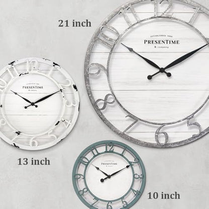 Presentime 21" Farmhouse Series Wall Clock - color: Galvanized Finish, size: 21 inch