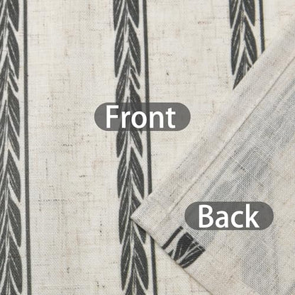 JIUZHEN 42x18 Inch Kitchen Valance - Thick Textured Linen Striped Window Valance Curtain with 3" Rod Pocket, Wheat Stripe Grey (1 Panel) - color: Wheat Stripe Grey, size: 42"W x 18"L (Pack of 1)