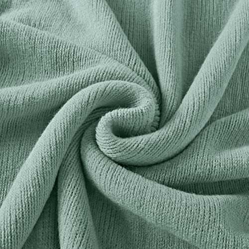 Homiest Sage Green Knitted Throw Blanket with Fringe, 50x60 Inch - color: Sage Green, size: 50" x 60"