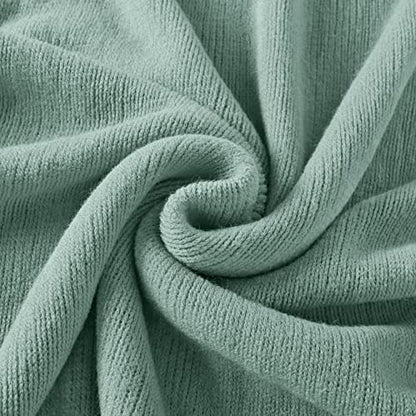 Homiest Sage Green Knitted Throw Blanket with Fringe, 50x60 Inch - color: Sage Green, size: 50" x 60"