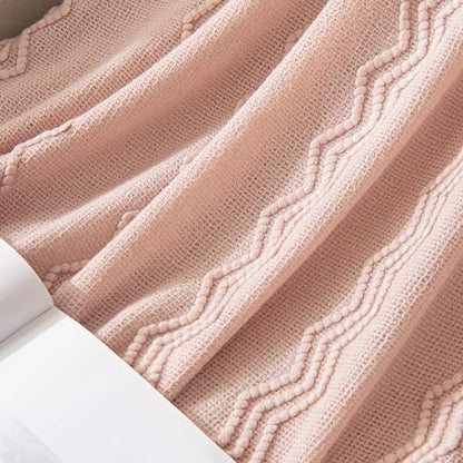 MIULEE Light Pink Knitted Boho Throw Blanket for Couch 50"x60" - color: Pink, size: 50" x 60"