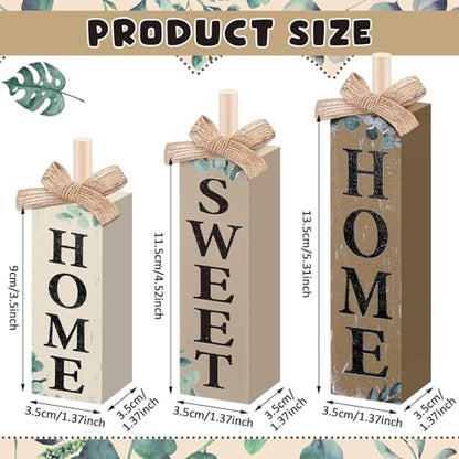 MiniInflat Home 3 Pcs Table Decor, Wooden Block Sign Tiered Tray - style: Home Sweet Home