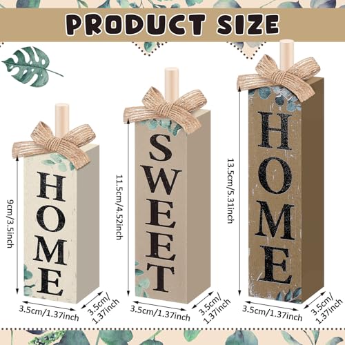 MiniInflat Home 3 Pcs Table Decor, Wooden Block Sign Tiered Tray - style: Home Sweet Home