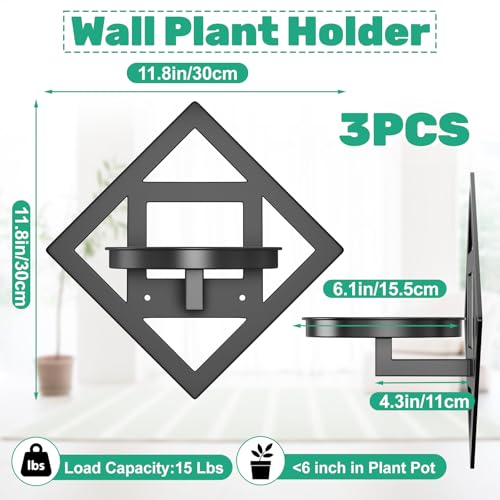 Metal Wall Plant Holder Flower Shelf 3Pcs Indoor Outdoor - color: Diamond shaped -3Pcs