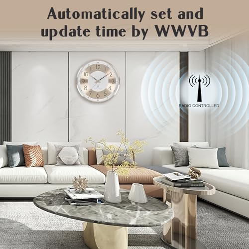 14 Inch Atomic Wall Clock, Radio Controlled Large Analog Clock