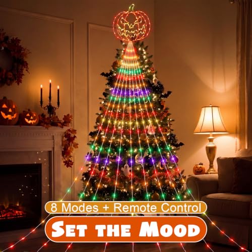 Gerrii 14FT Halloween Pumpkin Waterfall String Lights, USB Outdoor Lights - style: Halloween Pumpkin