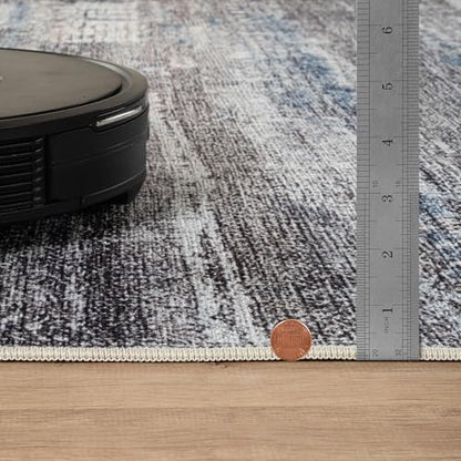 Bloom Rugs Washable Non-Slip 2' x 3' Rug - Gray/Blue/Blush Modern Abstract Area Rug for Living Room, Bedroom, Dining Room, and Kitchen - Exact Size: 2' x 3' - color: Gray / Blue / Blush, size: 2' x 3' (Rectangular)
