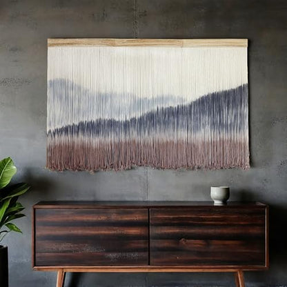 AKSWSHO Large Dip-Dye Macrame Wall Hanging Tapestry 59"x38" Boho Decor | Extra Large Handmade Dip-Dye Macrame Wall Hanging Cotton & Solid Wood Foldable design for Gifting Stunning Unboxing Surprise