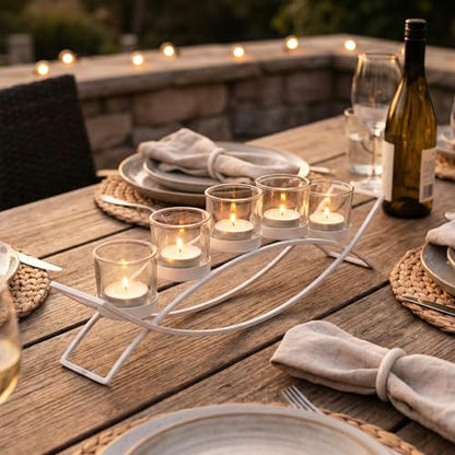 Seraphic Table Centerpieces for Dining Room, Tealight Candle Holder, White - color: White, size: 5 Cup