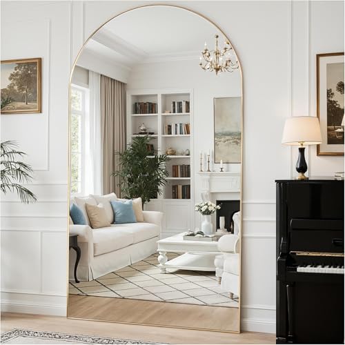 MISSDAY Oversized Full Length Mirror, Arched Floor Mirror 83" x 44", Gold