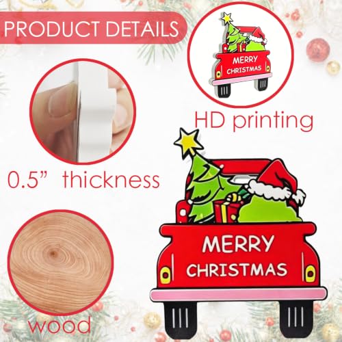 4 PCS Christmas Tables Centerpieces Decorations for Home Wooden, Christmas Tiered Tray Decorations Set for Kitchen Office Home Indoor Mantel Decorations