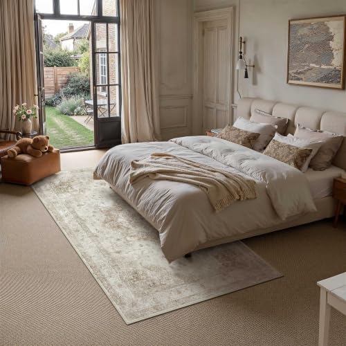 5x7 Beige Neutral Area Rug - color: Farmhouse | Beige, size: 5' x 7' (Rectangular)