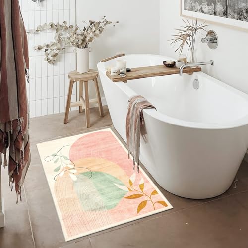MUJOO 2x3 Washable Rug Small Area Rugs Non Slip Mid Century Modern - color: Pink（modern）, size: 2' x 3' (Rectangular)