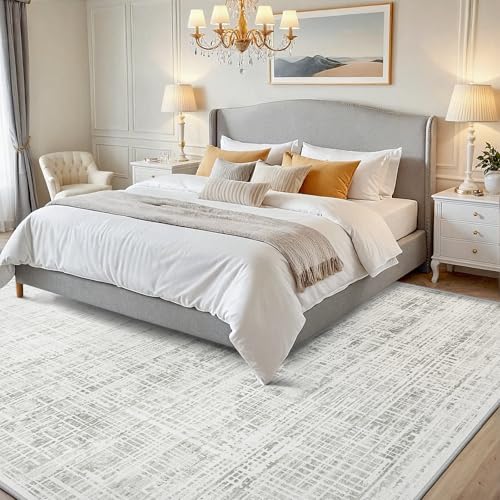 4x6 Washable Area Rug for Living Room Bedroom: Non-Slip Modern White Gray - color: White Gray, size: 4' x 6' (Rectangular)