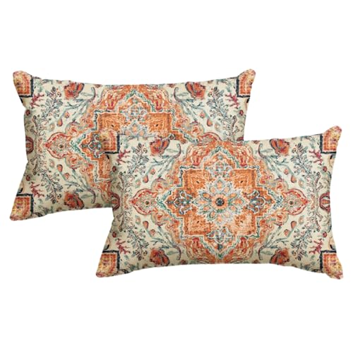 AVOIN colorlife Boho Throw Pillow Covers, 12 x 20 Inch Bohemia Ethnic Style Carpet Pattern Cushion Case for Sofa Couch Set of 2 - size: 20" x 12" (Pack of 2)