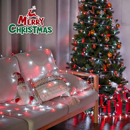 JMEXSUSS 2 Pack 100 LED Red and White Christmas Lights Outdoor, Each 33FT - color: Red White, size: 200 LED