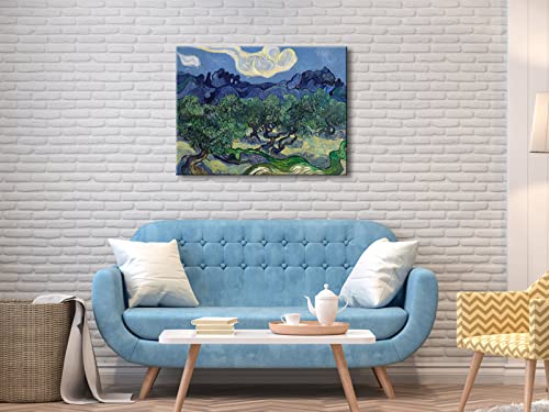 Wieco Art Olive Trees by Van Gogh Classic Abstract Oil Paintings Large Canvas Prints Wall Art Reproduction Artwork Wrapped Landscape Pictures for Living Room Bedroom Home Office Decor - size: 32"L x 24"W