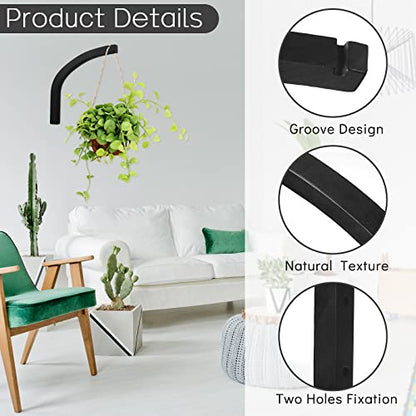 Juexica 4 Pack 8 Inch Wood Plant Hanger Wall Mount Bracket, Black - color: Black