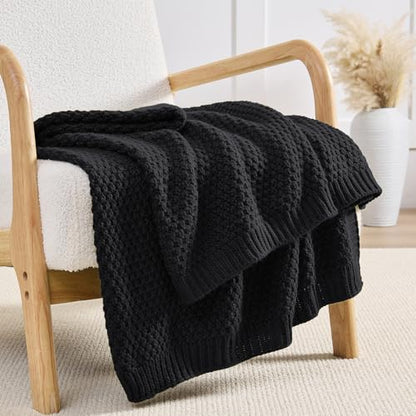Charcoal Grey Throw Blanket, Sweater-Soft Moss Knit, 60" x 80" - color: Moss-charcoal Grey, size: 60"x80"