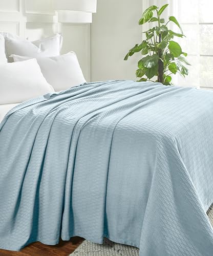 Superior Cotton Blanket, Lightweight, Breathable Bedding, Throw, Aqua - color: Aqua, size: Throw