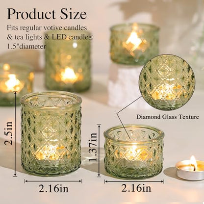 36 Pack Votive Candle Holders, Green Glass Tea Light Candle Holders - color: Green
