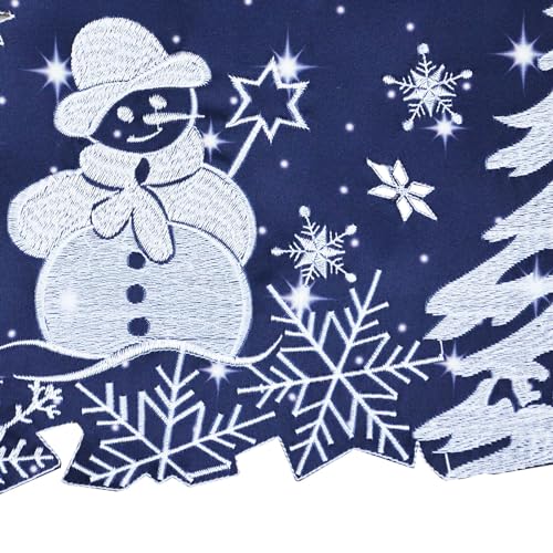 Grelucgo Embroidered Rod Pocket Snowman Kitchen Window Curtains Valance 58×14 Inches for Christmas Holidays (Snowman Navy) - color: Snowman Navy