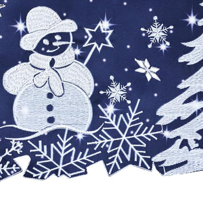 Grelucgo Embroidered Rod Pocket Snowman Kitchen Window Curtains Valance 58×14 Inches for Christmas Holidays (Snowman Navy) - color: Snowman Navy