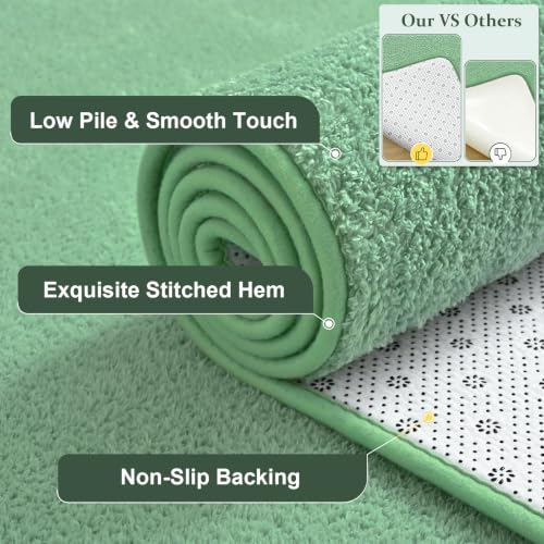 Keeko 2x6 Area Rugs for Living Room,Soft Washable Memory Foam Bedroom Rug - color: Sage-green, size: 2' X 6' (Rectangular)