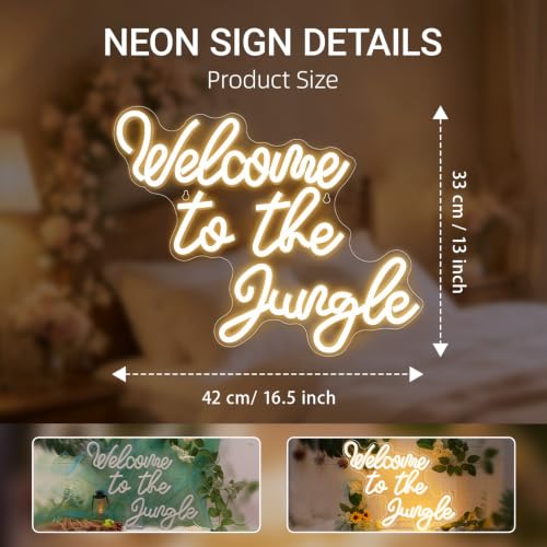 Welcome to the Jungle Neon Sign Warm White Led Word Light for Wall - color: Colorful-A-jungle warm white