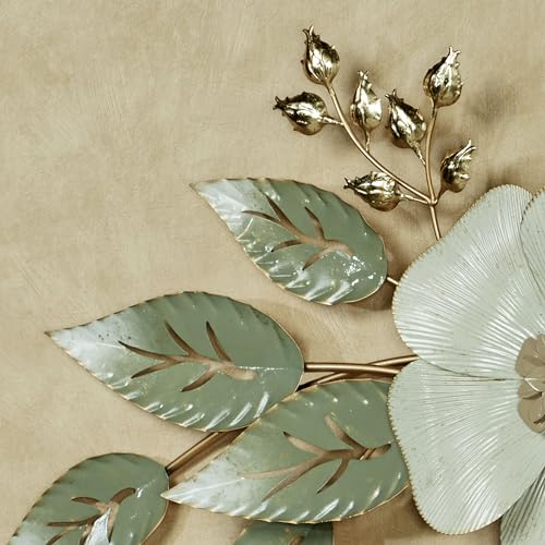 Touch of Class Ivory Floral Sophistication Metal Wall Sculpture | Botanical Hanging Decor for Bedroom, Living Room, Hallway, Foyer
