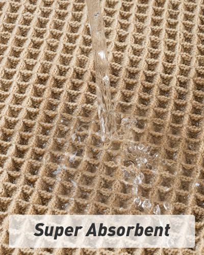 Upgraded Waffle Bath Mat Set of 2 Absorbent Bathroom Mat 17"x24" + 17"x48" - color: Black, size: 17" x 24" +17" x 48"