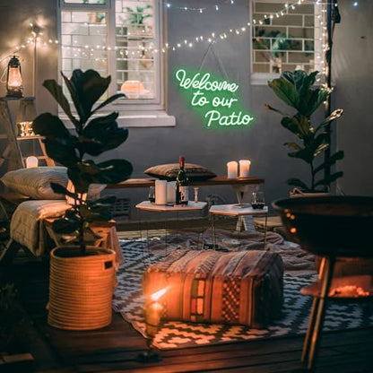 Welcome to Our Patio Neon Sign Wedding Green Plants Outdoor Neon - color: Colorful-A-welcome