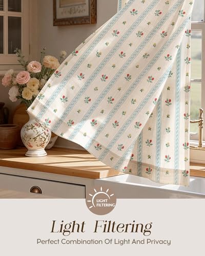 Miss Adola 30 Inch Length Kitchen Tier Curtains, Blue Striped - color: Blue Striped, size: 28"W x 30"L (Pack of 2)