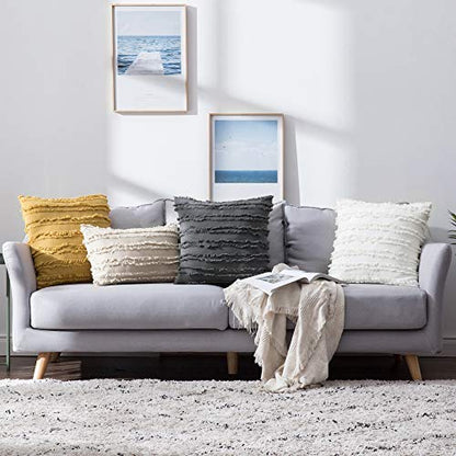 MIULEE Mustard Yellow Throw Pillow Covers Linen Striped Boho20x20, Inch - color: Yellow, size: 20" x 20" (Pack of 2)