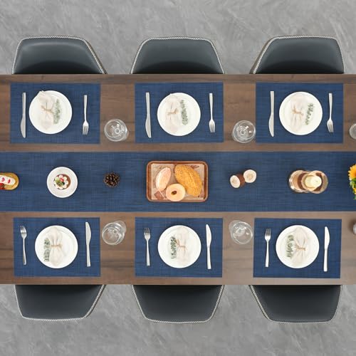 Myir JUN Placemats Set of 4 Kitchen and Dining Table Placemats - color: Dark Blue, size: Set of 4