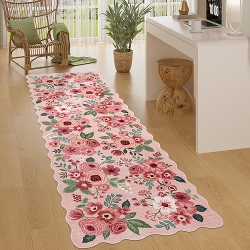 DUKINO 2x10 Runner Rug for Hallway, Washable Kitchen Rug Non Slip, Pink - color: Pink (Big), size: 2' x 10' (Rectangular)