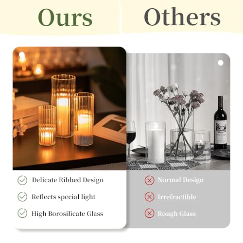 Glasseam Hurricane Glass Candle Holders, 6 Flower Vase for Pillar Candles - color: Clear