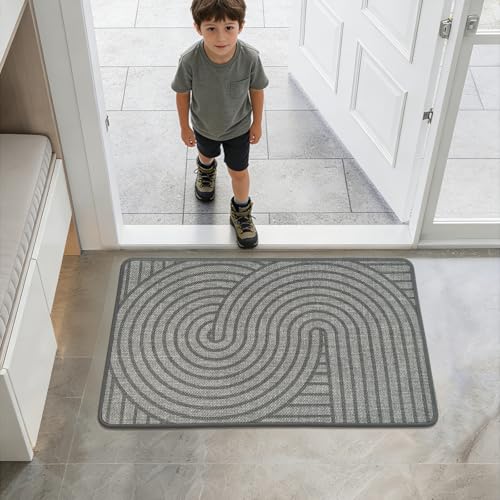 HDFK Geometric Front Door Mat Grey 30x17inches Non-Slip Low-Profile Indoor - color: Grey, size: 30"x17"