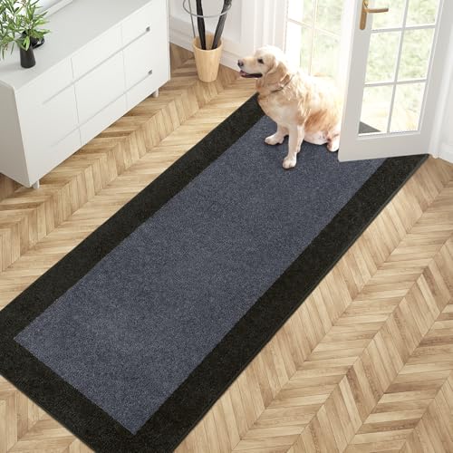 PURRUGS Hallway Runner Rug, 32" x 72", Bluish Grey & Charcoal - color: Bluish Grey & Charcoal, size: 32" X 72"