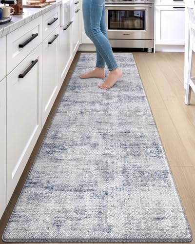 DEXI Kitchen Floor Mats Cushioned Anti Fatigue Runner Rug 23x107 Blue - color: Blue, size: 107"L x 23"W x 0.4"Th