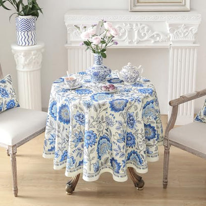 ISAENNE Designer French Linen Round Tablecloth,Diameter 55"-Blanch - color: Blanch, size: 55" (Round)