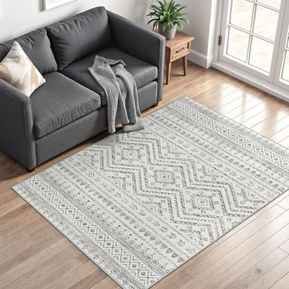 Miukiki 4x6 Washable Area Rug Non Slip Rug for Living Room Grey - color: Grey, size: 4' x 6' (Rectangular)