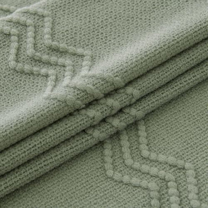 MIULEE Sage Knitted Boho Throw Blanket for Couch Green 50"x60" - color: Sage, size: 50" x 60"