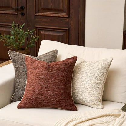 Yangest Chenille Pillow Cover 12 x 20 Inches, Thick Textured Rectangle Throw Pillow Cover Farmhouse Modern Soft Accent Couch Neutral Pillow Cover for Living Room Bedroom, Red - color: Red, size: 20" x 12" (Pack of 1)