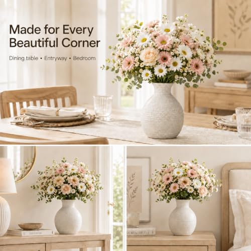 Nawaza Ceramic Flower Vase White Small Farmhouse Table Decor Vase V14 - color: Modern White-v14