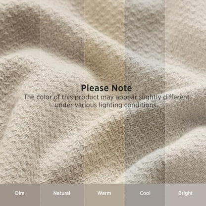 Bedsure 100% Cotton Blanket, Herringbone Weave, Queen Size, Linen Beige - color: 01 - Linen Beige, size: Queen