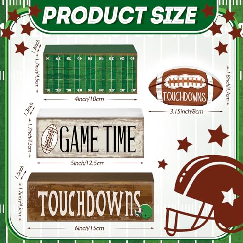 Yuntau 4 Pcs Fall Football Table decoration Centerpieces Wooden Blocks sign - style: Football