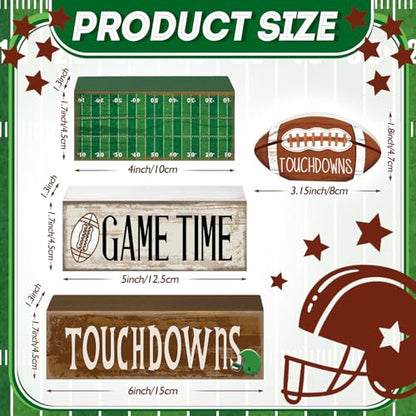 Yuntau 4 Pcs Fall Football Table decoration Centerpieces Wooden Blocks sign - style: Football