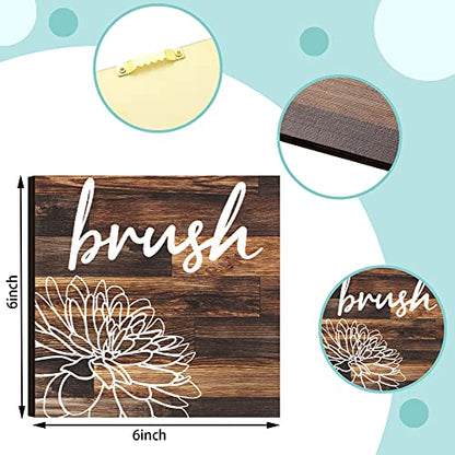 Jetec 4 Pcs Rustic Bathroom Wall Art Pictures, Brown Wooden Signs
